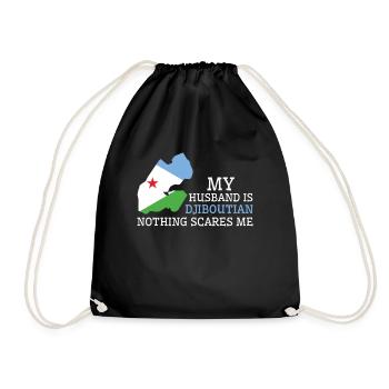 Nothing Scares Me My Wife Is Djiboutian Husband - Drawstring Bag - black - Front
