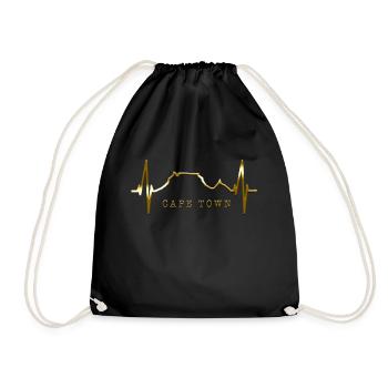 Cape Town Skyline Heartbeat South Africa Table Mountain - Drawstring Bag - black - Front