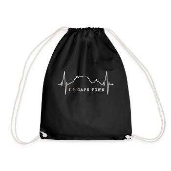 Cape Town Skyline Heartbeat South Africa Table Mountain - Drawstring Bag - black - Front