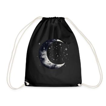 Stars and Moon Night Sky Galaxy Aesthetic Graphic - Turnbeutel - Schwarz - Vorne
