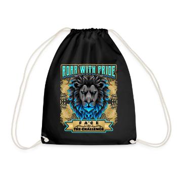 Lion Saying, Lion Head - Drawstring Bag - black - Front