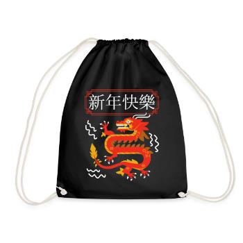 Dragon chinois, personnages de bonne année - Sac de sport léger - noir - Devant