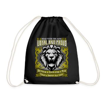 Lion Saying Loyal and Proud, Lion Lion Head - Drawstring Bag - black - Front