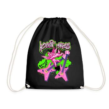 Rock-n-Roll Engel mit E-Gitarre Grunge Stil Spruch - Turnbeutel - Schwarz - Vorne