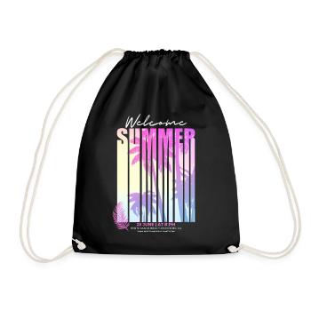 Summer Saying, Palm Trees, California, Monterey Beach - Drawstring Bag - black - Front