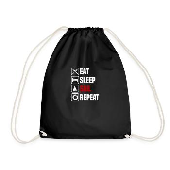 Eat, sleep, sail, repeat - Drawstring Bag - black - Front