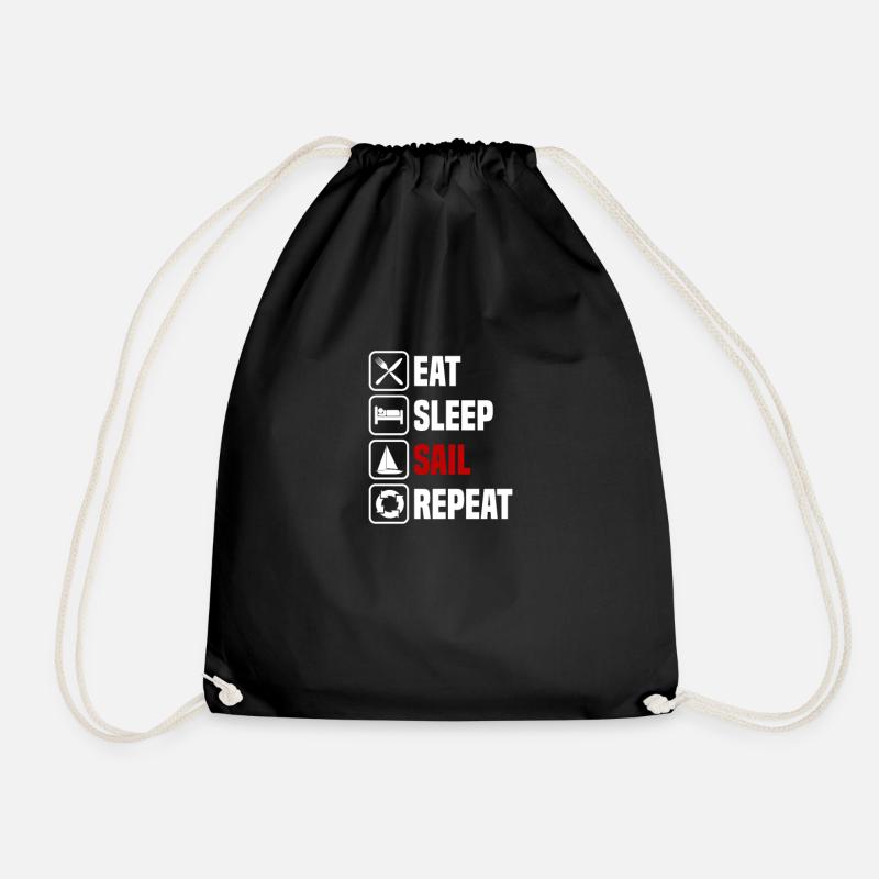 Eat, sleep, sail, repeat - Drawstring Bag - black