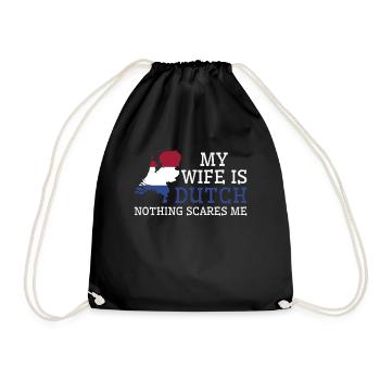 Nothing Scares Me My Wife Is Dutch Husband - Drawstring Bag - black - Front