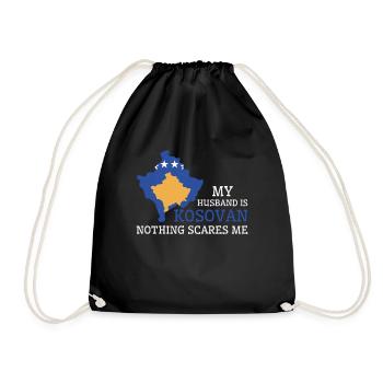 Nothing Scares Me My Wife Is Kosovan Husband - Drawstring Bag - black - Front