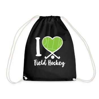 Field Hockey Heart I Love Field - Drawstring Bag - black - Front