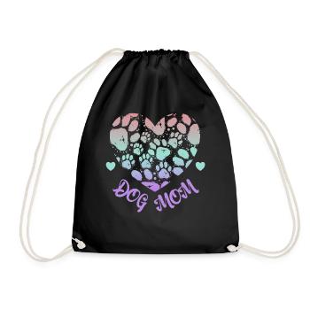 Dog Mom Pastel Color Paw Prints Heart Female Dog L - Turnbeutel - Schwarz - Vorne