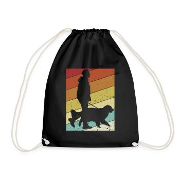 Rétro Mâle Quadrupède Ami Wauwau Chien Propriétaire Chien - Sac de sport léger - noir - Devant