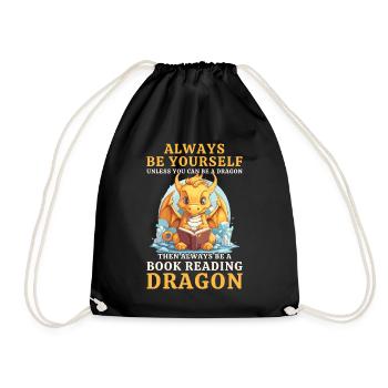 "Always Be Yourself" - Bücher lesen Gelber Drachen - Turnbeutel - Schwarz - Vorne