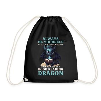 Always Be Yourself: Reading Black Dragon Books - Drawstring Bag - black - Front