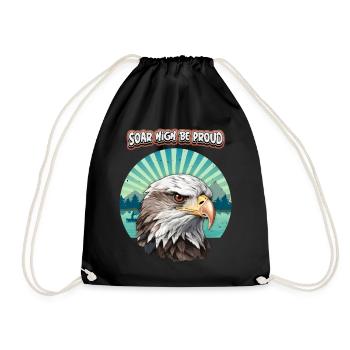 Spruch mit Adler-Motiv, Adler Illustration - Turnbeutel - Schwarz - Vorne