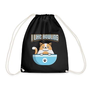Sports, Bowling, Skittles, Cat, Funny Saying Pun - Drawstring Bag - black - Front