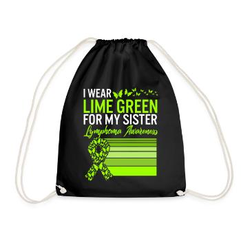Lymphoma Warrior Shirt, I Wear Lime Green For My - Drawstring Bag - black - Front