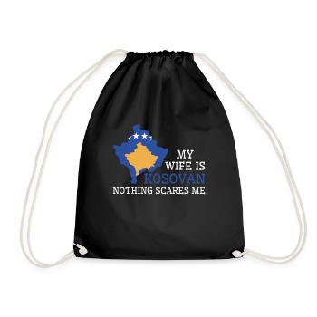 Nothing Scares Me My Wife Is Kosovan Husband - Drawstring Bag - black - Front