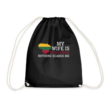 Nothing Scares Me My Wife Is Lithuanian Husband - Drawstring Bag - black - Front