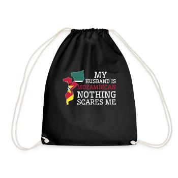 Nothing Scares Me My Wife Is Mozambican Husband - Drawstring Bag - black - Front