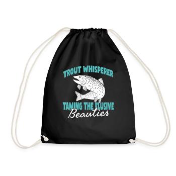Fishing, Trout, Salmon, Fisherman, Angler, Perch - Drawstring Bag - black - Front