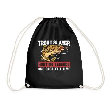 Fishing, Trout, Salmon, Fisherman, Angler, Perch - Drawstring Bag - black - Front