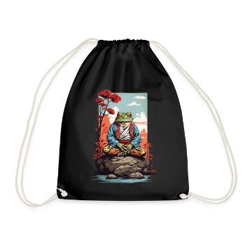 Meditativer Frosch Japan Yoga Art Retro Style - Turnbeutel - Schwarz - Vorne