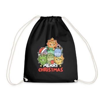 Dinosaur Christmas Tree Merry Christmas - Drawstring Bag - black - Front