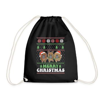 Joyeux Noël rétro laid ornithorynque de Noël - Sac de sport léger - noir - Devant
