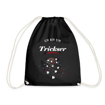 Trickser Kartentricks Kartenzauber Kartenspiel - Turnbeutel - Schwarz - Vorne
