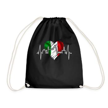 Florence Skyline Italy Heartbeat I Love Firenze - Drawstring Bag - black - Front