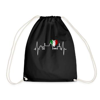 Florence Skyline Italy Heartbeat I Love Firenze - Drawstring Bag - black - Front