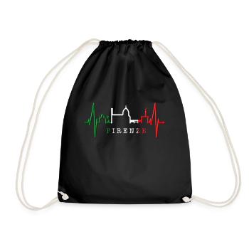 Florence Skyline Italy Heartbeat I Love Firenze - Drawstring Bag - black - Front