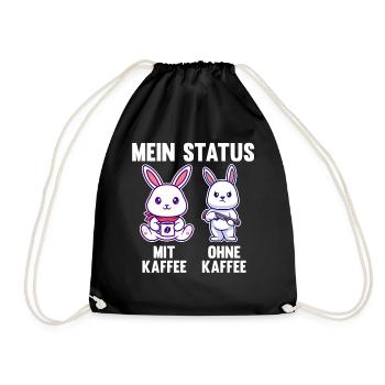 Hase Mein Status Mit Kaffee Ohne Kaffee - Turnbeutel - Schwarz - Vorne