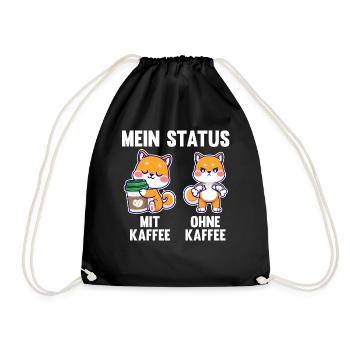 Hund Mein Status Mit Kaffee Ohne Kaffee - Turnbeutel - Schwarz - Vorne