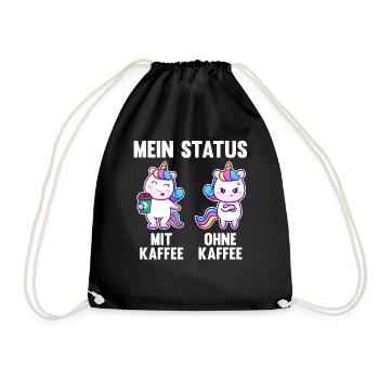 Einhorn Mein Status Mit Kaffee Ohne Kaffee - Turnbeutel - Schwarz - Vorne