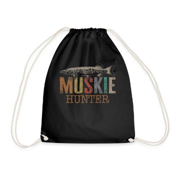 Angelhemd, Muskie Hunter T-Shirt, Fischfänger, - Turnbeutel - Schwarz - Vorne