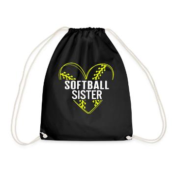 Softball Shirt, Softball Sister Tee, Women Of - Drawstring Bag - black - Front