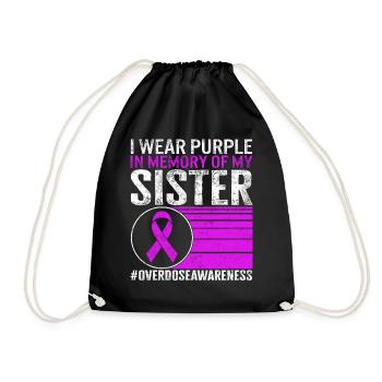 Drug Overdose Awareness Shirt, I Wear Purple In - Drawstring Bag - black - Front