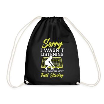 Field Hockey Sorry I Wasn't - Turnbeutel - Schwarz - Vorne