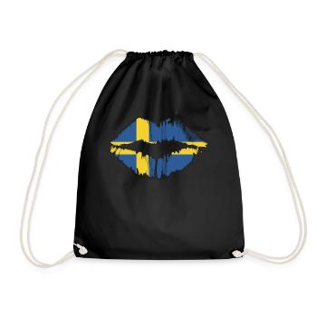 Vintage Sweden Country Flag Lips Swedish Kiss Lip - Turnbeutel - Schwarz - Vorne