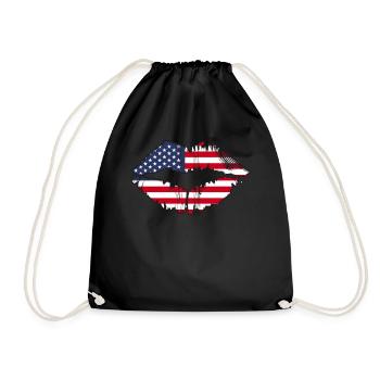 Patriotic Lips US American Country Flag Kiss Lip - Turnbeutel - Schwarz - Vorne