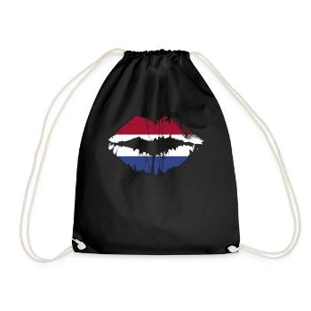 Netherlands Pride Country Flag Lips Patriotic Dutc - Turnbeutel - Schwarz - Vorne
