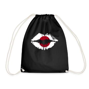 Japan Country Flag Japanese Kiss Lips - Turnbeutel - Schwarz - Vorne