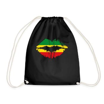 Rasta Flag Rastafarian Rasta Kiss Reggae Lips - Turnbeutel - Schwarz - Vorne
