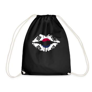South Korea Flag Korean Country Kiss Lips - Turnbeutel - Schwarz - Vorne