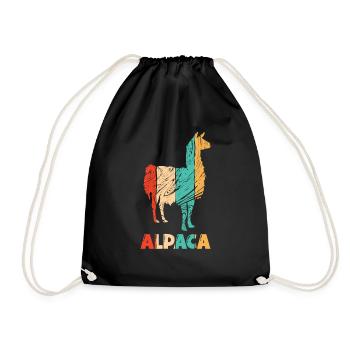 Retro Alpaca Llama Huacaya Pako Alpaca Breeder - Drawstring Bag - black - Front