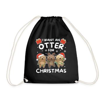 Ich will ein Otter zu Weihnachten süße Otters - Turnbeutel - Schwarz - Vorne
