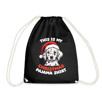 Dalmatian Christmas Pajamas Dogs - Drawstring Bag - black - Front
