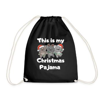 Mouse Christmas Pajamas - Drawstring Bag - black - Front